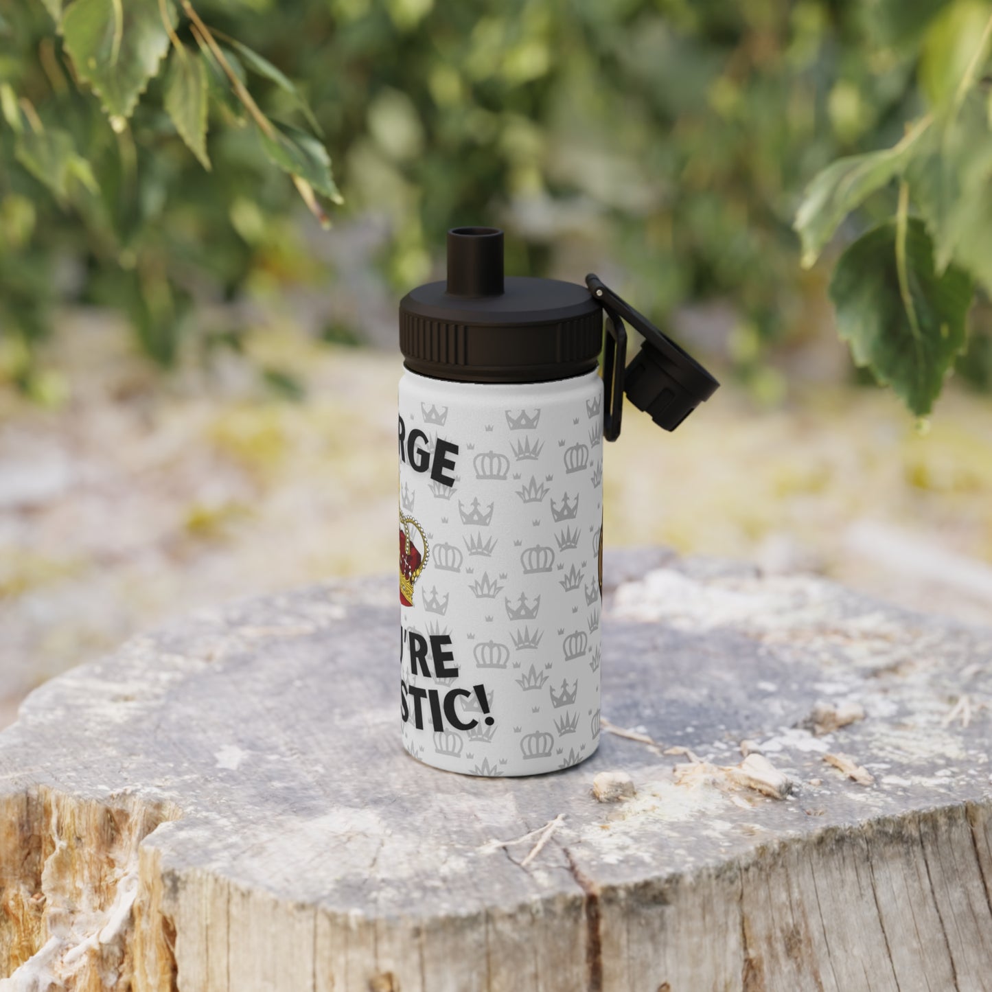 Personalized Majestic stainless steel water bottle, sports cap