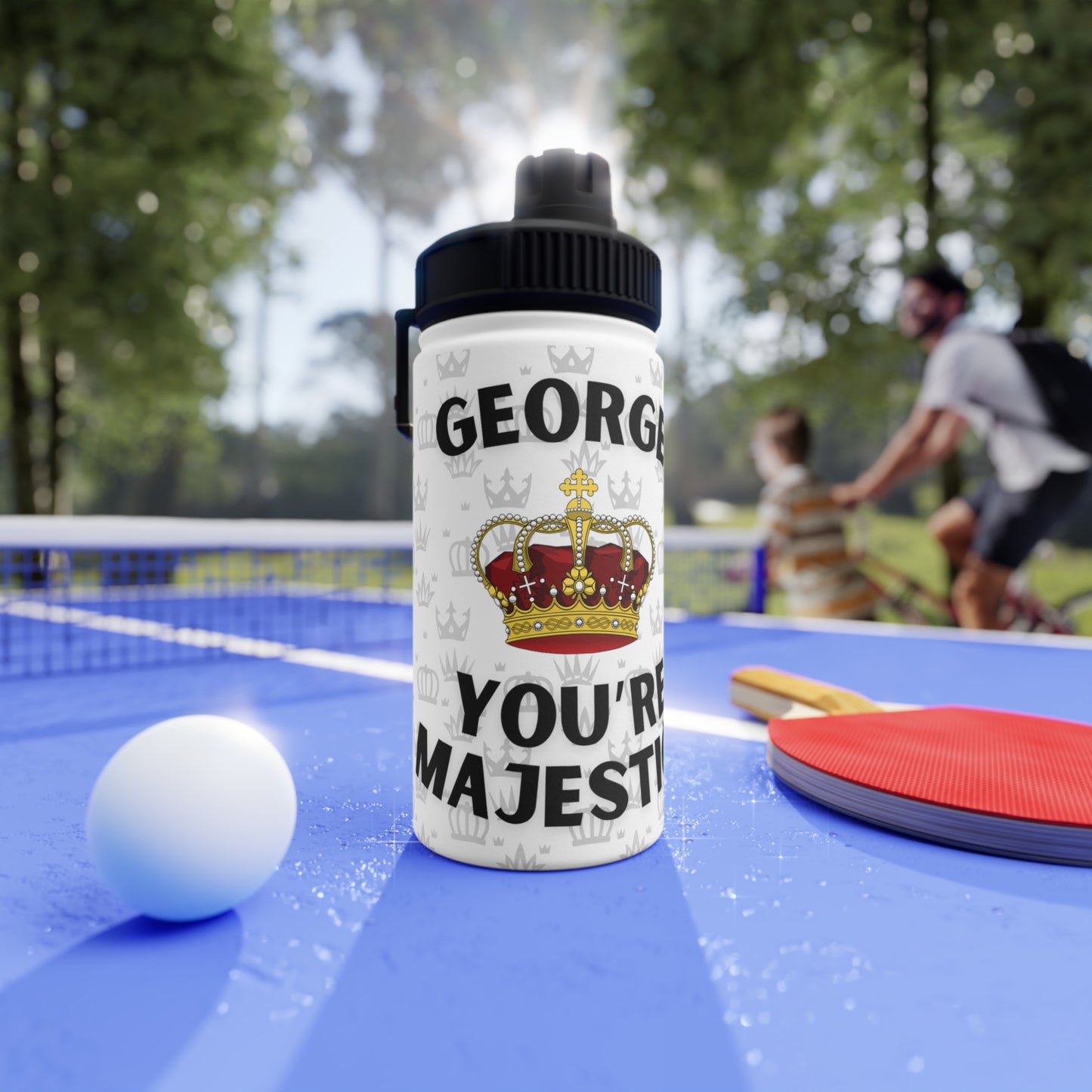 Personalized Majestic stainless steel water bottle, sports cap